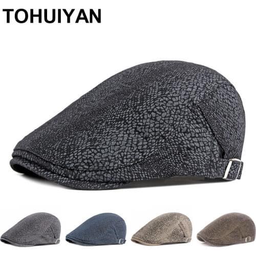 Classic Python Newsboy Caps Mens Fashion Wild Beret Hat Driver Gorras Planas Flat Cap Retro Hip Hop Peaked Hats for Women Boinas