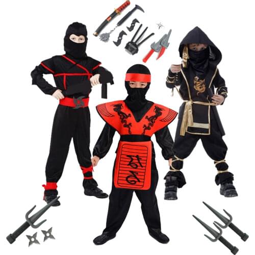 Ninjago japanese anime ninja suit samurai warrior costume clothes children boys cosplay Carnival Halloween party black swordsman