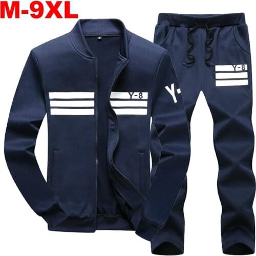 Oversized 7XL 8XL 9XL Mens Sporting Suit Casual Tracksuit Men Spring Autumn Sportswear 2PC Sweatshirt +Pants Clothing Sets