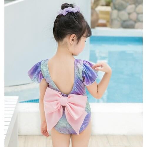 Toddler Girls Swimsuit One-piece Summer Bikini Hawaii Quick-Drying Swimwear Kids Girls Sweet Swimming Dress For Girls