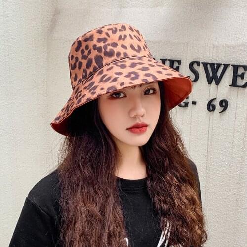 Leopard Double-Sided Fisherman Hat 2020 Summer New Style All-match Foldable Sunbonnet Female Korean-Style Flat-Top Hat