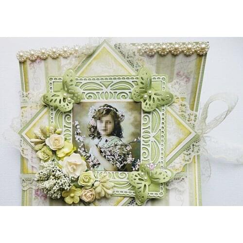 Mmao Crafts Metal Steel Cutting Dies New Butterfly square frame Stencil For DIY Scrapbooking Paper/photo Cards Embossing Dies