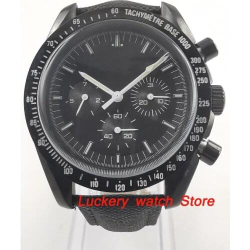 40mm no logo mens watch black dial Arched glass Multifunction date Automatic movement men watch-BA67