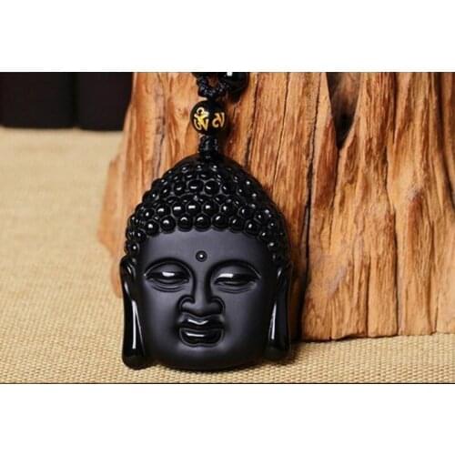 Natural stone Quartz Crystal Black Obsidian Avalokitesva Lucky head Lucky Amulet Pendant for diy Jewelry making necklace A35