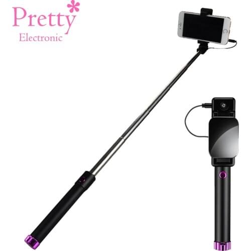 New Extendable Folding Wired Selfie Stick With Button Wired Silicone Handle Universal for Smartphones