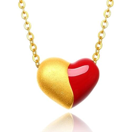 New Arrival Pure 24K Yellow Gold Pendant Women Heart Pendant 999 Gold Pendant