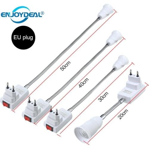 New Flexible E27 Light Lamp Bulb Adapter Socket Extend Extension Converter Wall Base Holder Screw Socket EU US Plug white+silver