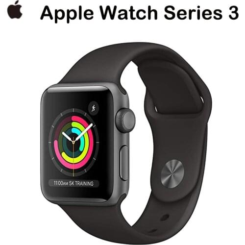New Original Apple Watch Series 3 GPS 38MM/42MM Space Gray Aluminum Case with Black Sport Band Remote Heart Rate Smartwatch