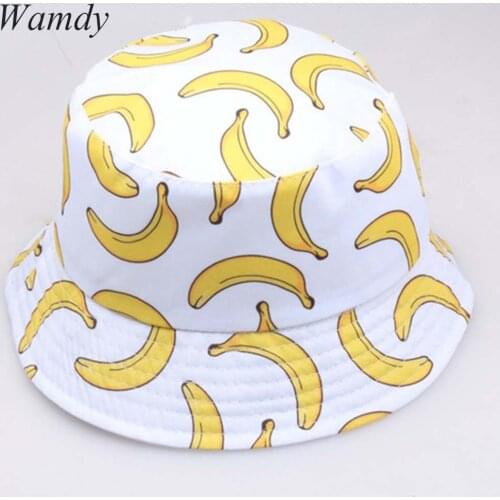 Panama Bucket Hat Men Women Summer Bucket Cap Banana Print Yellow Hat Bob Hat Hip Hop Outdoor Gorros Fishing Fisherman Hat