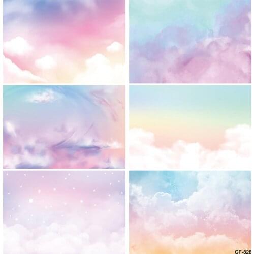 Pastel Sky and Clouds Photography Backdrops Rainbow Birthday Baby Shower Background Decor Kids Party Vinyl Backdrops Banner