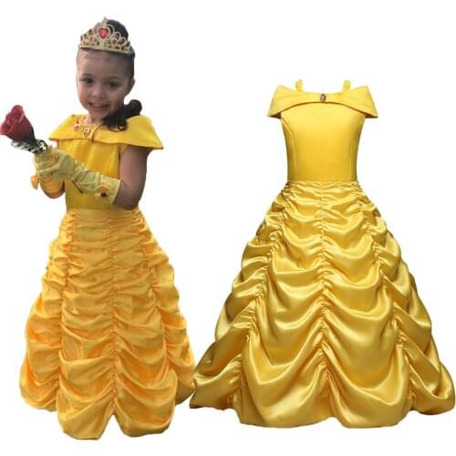 2021 Summer Belle Girls Elsa Dress Anna Costume Princess Clothes Kids Dresses Cosplay Snow Queen Birthday Parti Vestidor Menina