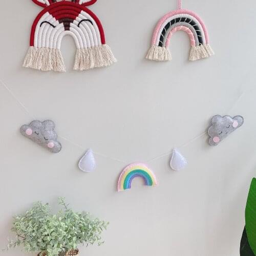 Nordic Kids Room Felt Cloud Hanging Decor Kids Room Decor Felt Cloud Rainbow Hanging Decor For Baby Girl Boy Nursery Decoration
