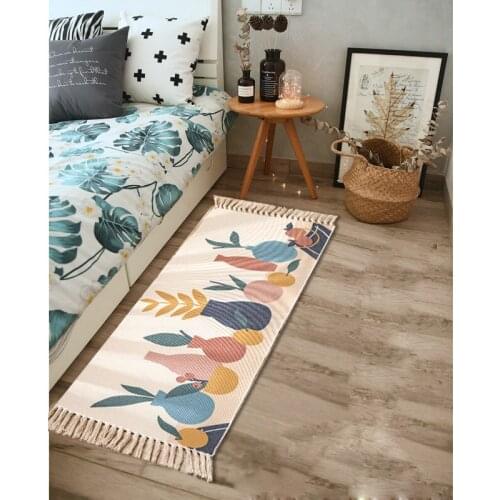 Restor Ethnic Tassel Carpet Nordic Simple Cotton Linen Doormat Bedroom Bedside Floor Mats Living Room Coffee Table Floor Mats