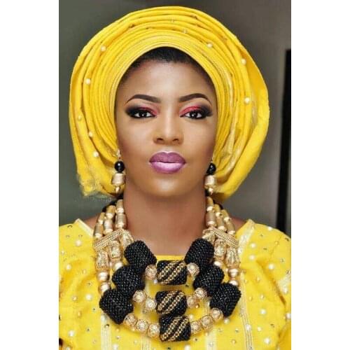 Luxury Black and Gold Crystal Statement Necklace Set Dubai Bridal Costume Women Jewelry Set Gold Jewelry Accessory Set WE092