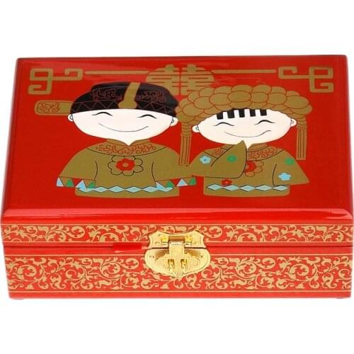 NEW Chinese handmade classic wooden lacquer & Love each other 2 layers Jewelry box