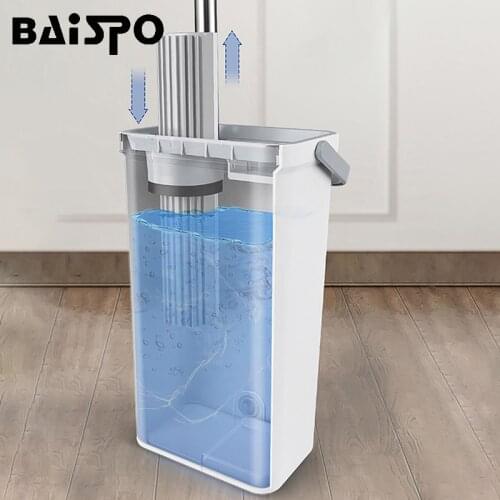 BAISPO Sponge Mop With Bucket Strong Water Absorption Mop For Floor Household Cleaning Tool Home Kitchen Bathroom Accessories