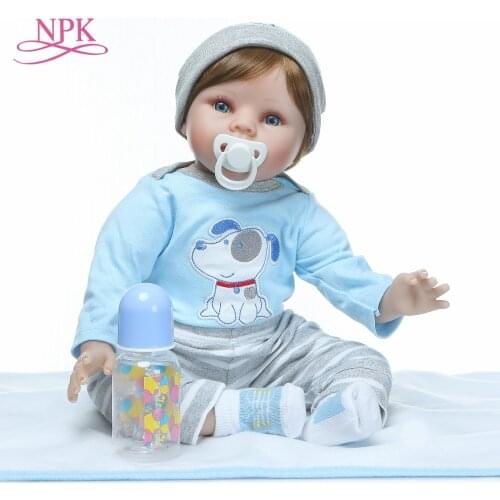 NPK 22''Handmade Silicone vinyl adorable Lifelike toddler Baby Bonecas girl kid bebe doll reborn menina de silicone
