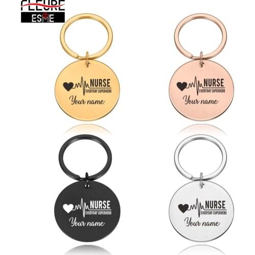 Special Gift for Doctors Nurses Personalized Keychain on The Phone Customized Stainless Steel Meaningful Key Chain Accessories