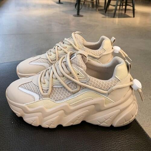 Thick Sole Athletic shoes Womens Mesh Breathable Platform Sneakers 2021 Fashion Women Chunky Shoes Ladies Trainers Footwear