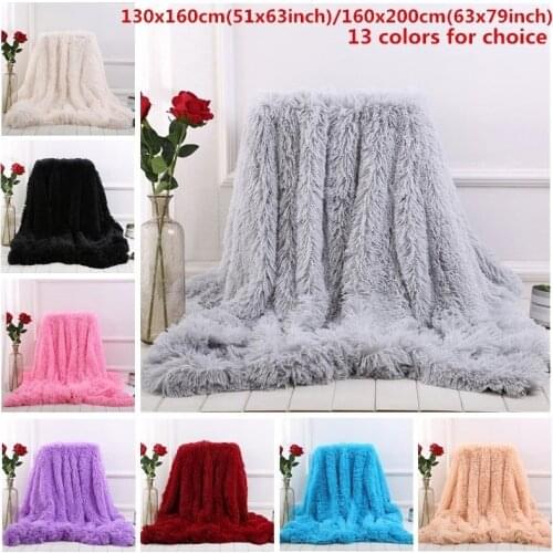 Super Soft Faux Fur Plush Blanket Fleece Sofa Bed Decor Solid Color 130*160cm/160*200cm