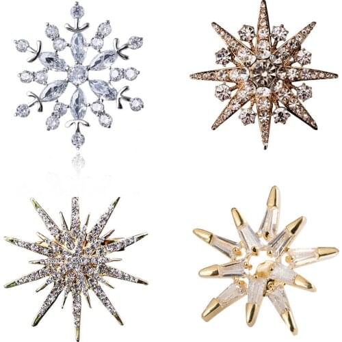 High-Grade Fashion Crystal Hexagram Six-Pointed Star Brooch Hijad Lapel Pin Corsage Collar Scarf Buckle Women Men Accessories