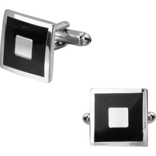 High quality fashion mens shirts Cufflinks Black Enamel Cufflinks box shaped brass wholesale and retail