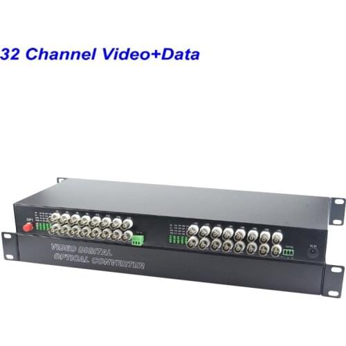 1Pair 32 Channel Digital Video Fiber Optical Media Converters Extender with 485 Data FC Fiber Optic Up to 20Km for CCTV Security