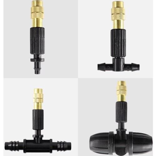 10pc Adjustable Brass Nozzle Garden Watering Irrigation Spray Parts Tee Connector Sprinkler Atomizer Garden Lawn Water Accessory