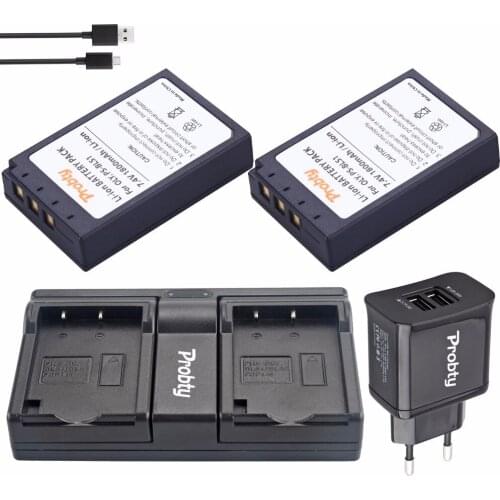 2Pcs PROBTY PS-BLS1 PS BLS1 Battery + USB Dual Charger for Olympus E-410 E-420 E-450 E-600 E-620 E-P1 E-P2 E-P3 E-PL1 E-PL3