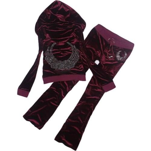 2020 Spring / Fall Womens Brand Gold velvet fabric Tracksuits Velour suit women Track suit Hoodies and Pants Rose 3XL