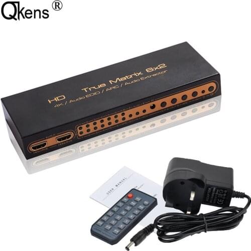 UHD 4Kx2K HDMI True Matrix 6x2 HDMI Switch Splitter ARC PIP 4K Audio Extractor HDMI Switcher Video Converter 6 IN 2 OUT PC to TV
