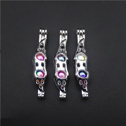 6pcs silver bean Angle pearl cage necklace pendant, aroma oil diffuser adds your own pearl, stone makes it more attractive