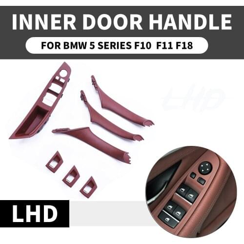 7PCS Left Hand Drive LHD For BMW 5 series F10 F11 F18 520 525 530 Gray Car Interior Door Handle Inner Panel Pull Trim Cover