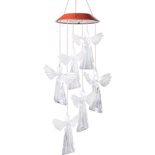 Angel Wind Chime Red Cover Solar Wind Chimes Outdoor Gardening Gifts for Mom Unique Birthday Gifts for Women