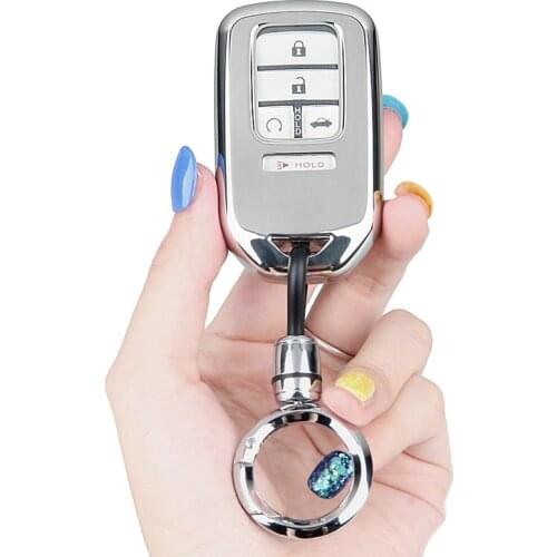 Car Key Fob Cover Case with Keychain for Honda Civic Accord CR-V Pilot Odyssey Passport Soft TPU Full Protection