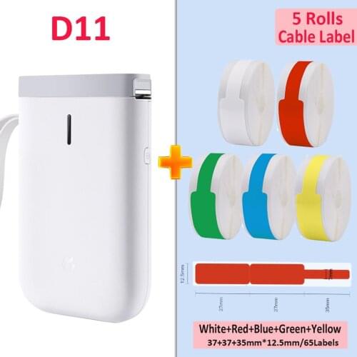 White/Pink/Blue Niimbot Labeler add 5Rolls Cable D11 Price Sticker Portable BT Thermal Label Printer Home and Office