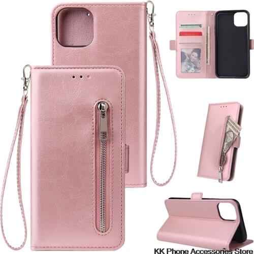 Retro Zipper Wallet Phone Case For iPhone 11 Pro Max Flip Leather Stand Card Slot Book Cover For iPhone 5.8 6.1 6.5 2019 Case