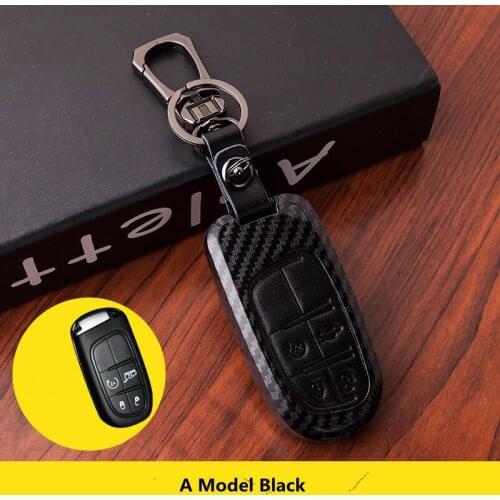 Carbon fiber Car Key Case Cover For Jeep Grand Cherokee Compass Patriot Dodge Journey Chrysler 300C Renegade Car Key Shell