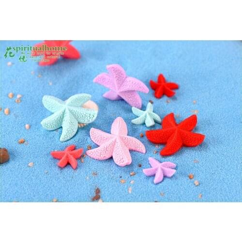 5PCs DIY Colorful Starfish Micro Landscape Ornaments Fish Tank Decor Aquarium Landscape Fairy Garden Miniatures Color random