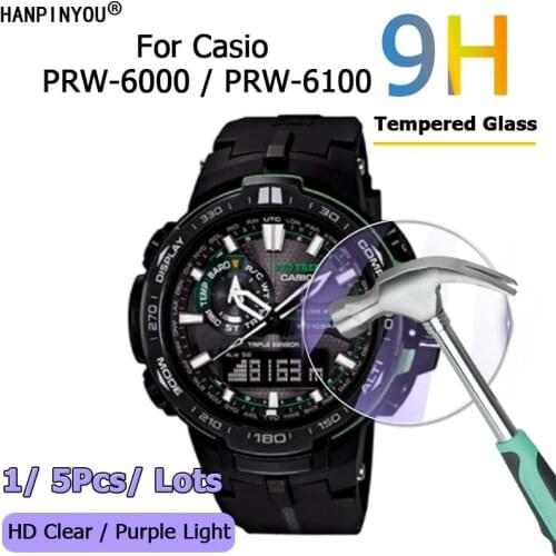 For Casio PRW-6000 PRW-6100 Smart Watch HD Clear / Anti Purple Light 2.5D Toughened Tempered Glass Film Screen Protector Guard