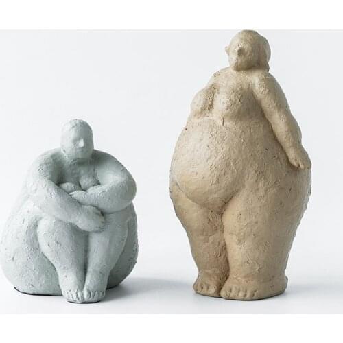 Home Decor Abstract Fat Nudity Lady Woman Statues Et Sculptures Resin Miniature Nordic Bedroom Ornaments Desk Accessories Gifts
