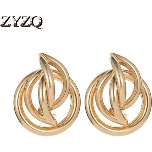 ZYZQ Elegant Women Accessories Fashion Earrings Irregular Geometric Jewelry Earrings Gold Color Silver Plated Wholesale Lots
