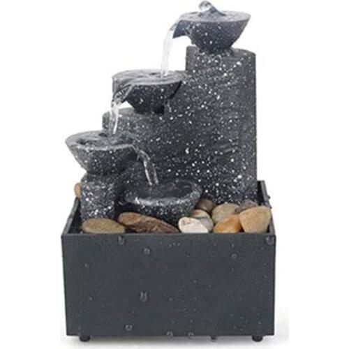 Water Fountain Flowing Water Ornament Creative Waterfall Desktop Crafts for Home Living Room Office Decoration 11X9X17cm WWO66