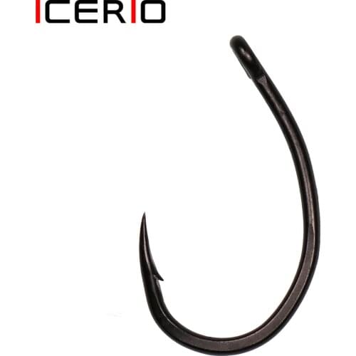 ICERIO 30PCS Matte Black Carp Hooks Micro Barb Yn Carp Fishing Hook Wide Gape Tip Pop-up Rig Fishhook