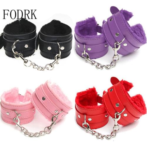 PU Leather Plush Handcuff Ankle Cuff Restraints Bondage Sex Toy Sex Bondage SM Exotic Sex Toys For Woman Men Couples Adult Games