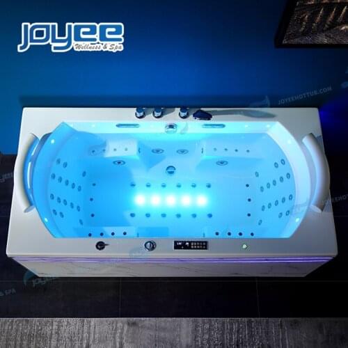 JOYEE Good Qaulity White Acrylic Indoor 1 People Lay Z Spa Hot Tub Freestanding Whirlpool Hydro Jacuzzi Message Bathtub for Sale