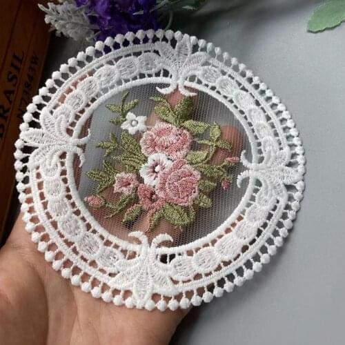 2 pcs White Embroidered Flower Mesh Lace Ribbon Applique Trims for Covers Curtain Home Textiles Sewing Strip Fabric 12cm Hot