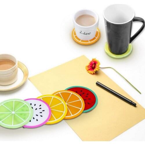 Colorful Silicone Cup Drinks Holder Mat Fashion Fruit Shapes Coaster Tableware Placemat Coffee Pads Kitchen Accessories