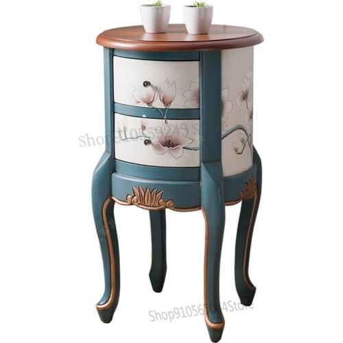 Round Table American Locker Retro Coffee Table Pastoral Painted Side A Few Corners Mediterranean Sofa Telephone Table Small Tabl