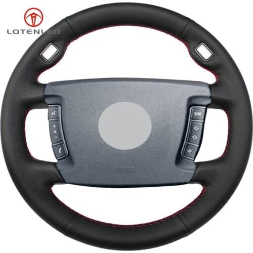 LQTENLEO Black Genuine Leather Car Steering Wheel Cover for BMW 7 Series E65 E66 730Li 740Li 745Li 750Li 755ih 760Li 2001-2008